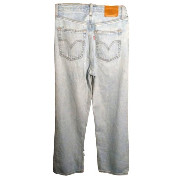 LEVIS Jeans Women's Size 26 Blue Wash Ribcage Straight Button Up Fly Red Tag - Picture 2 of 11